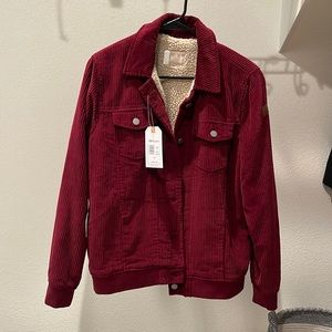 Roxy Burgundy Jacket Corduroy with Fleece Lining NWT